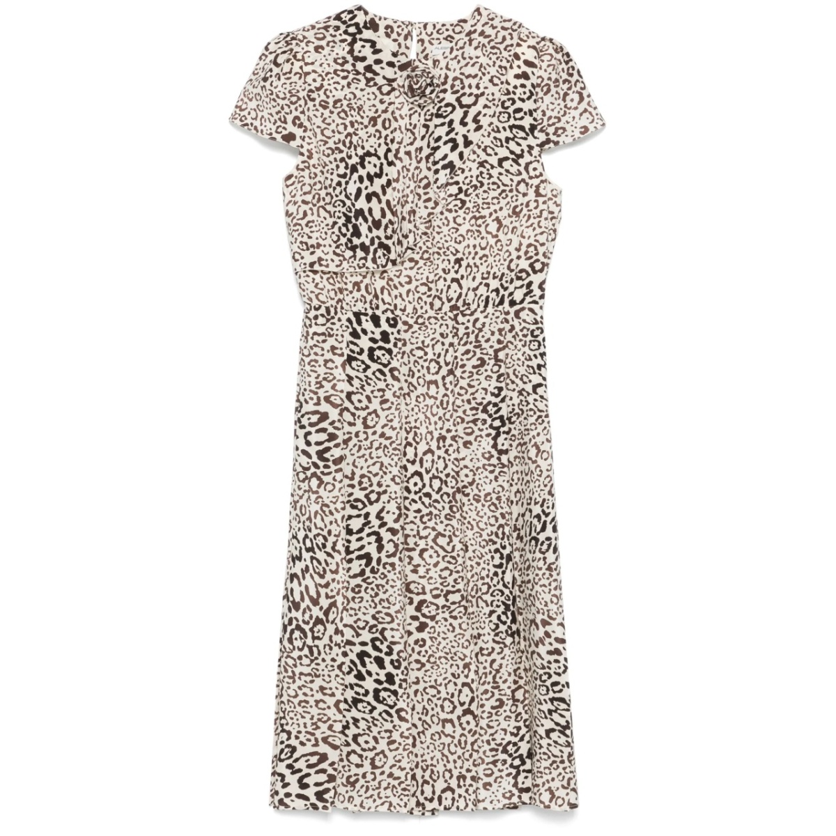 leopard-print pleated midi dress