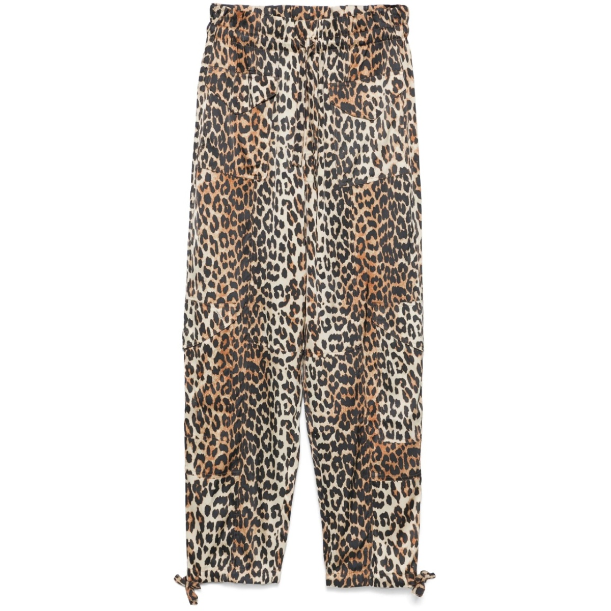 leopard-printed satin trousers