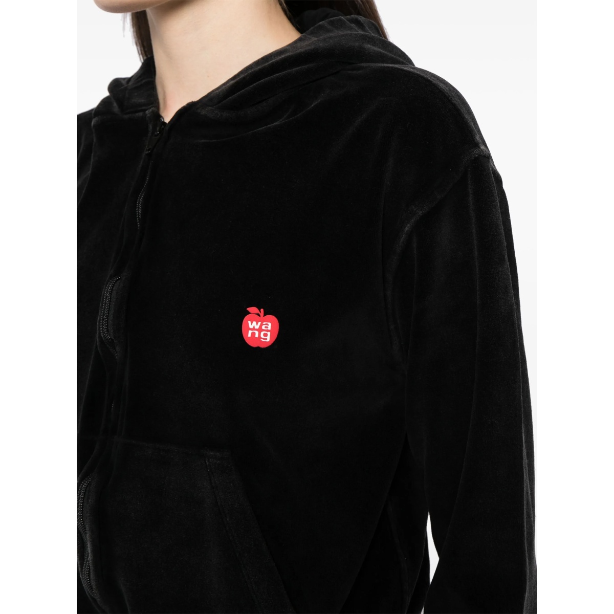 logo-appliqué velour zip hoodie - Img 5