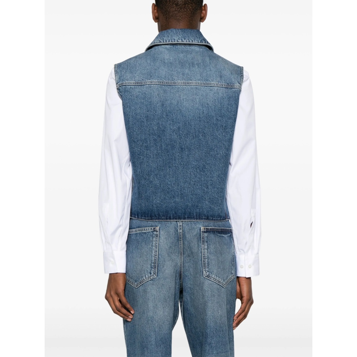 logo-embroidered denim vest - Img 4