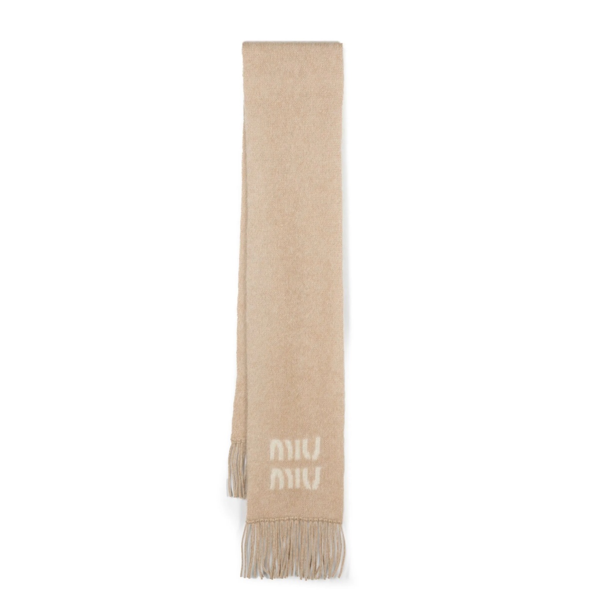 logo-jacquard fringed scarf