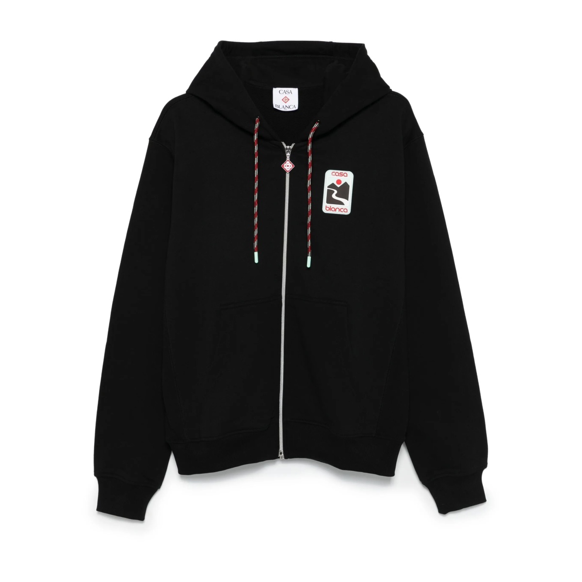 logo-patch zip-up hoodie