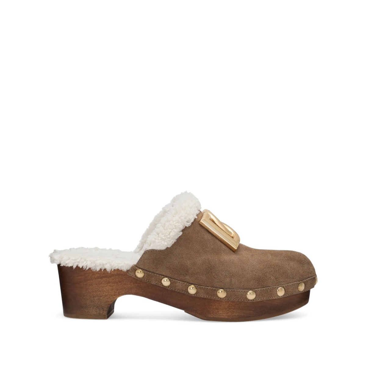 logo-plaque suede clogs