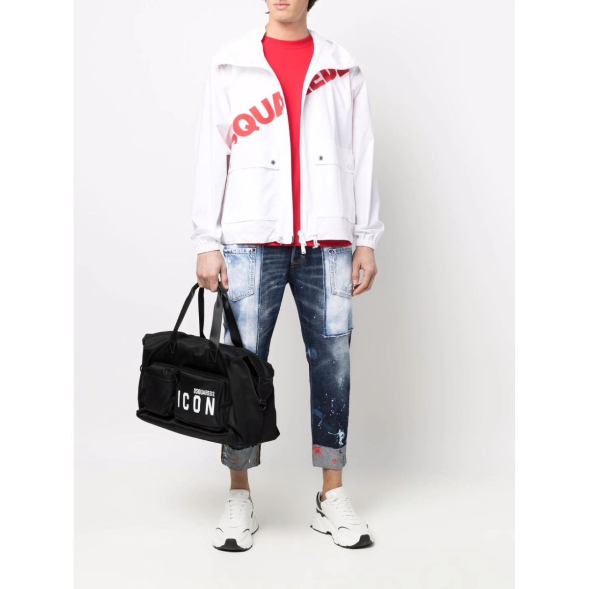 logo-print cargo-pocket hoodie - Img 2