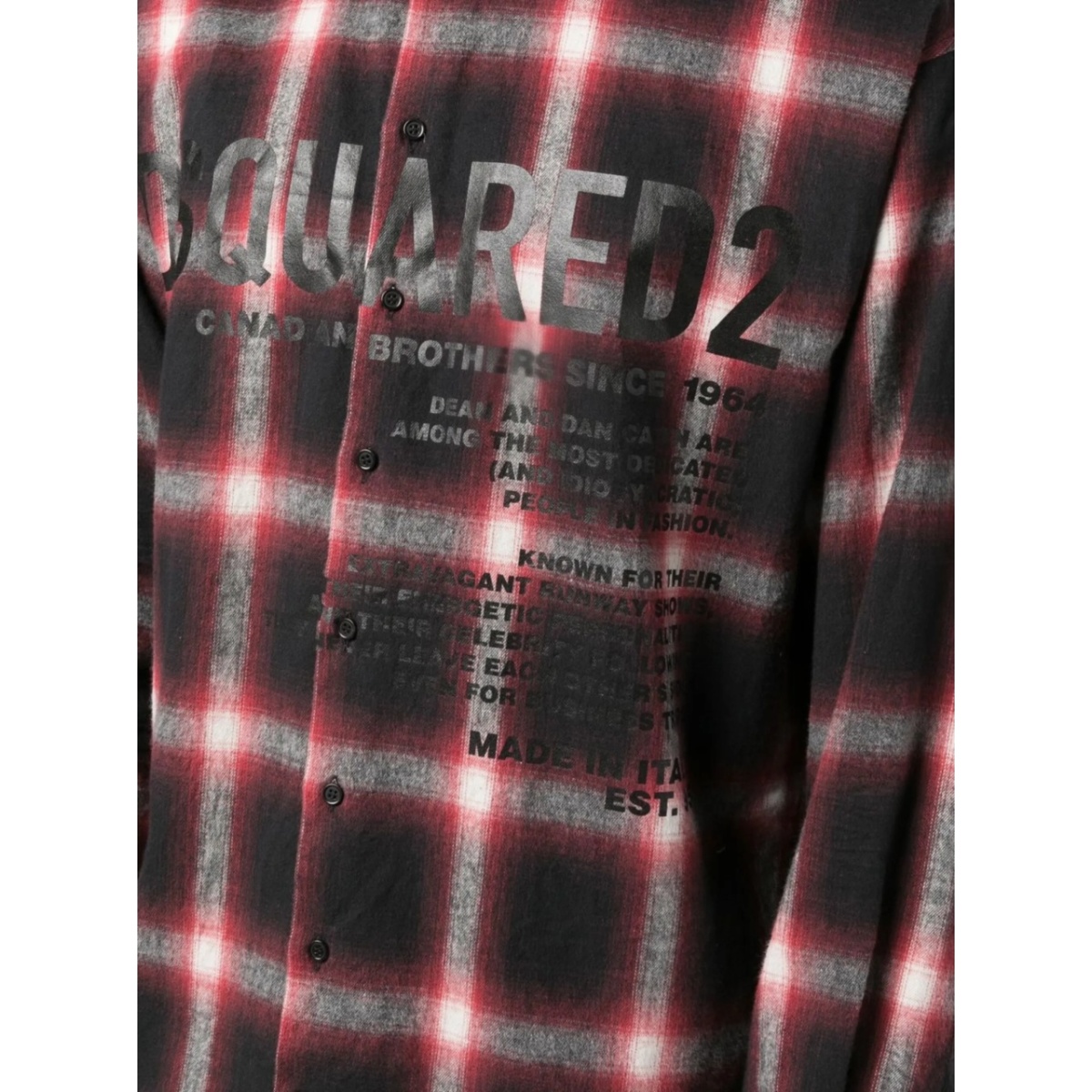 logo-print checked cotton shirt - Img 5