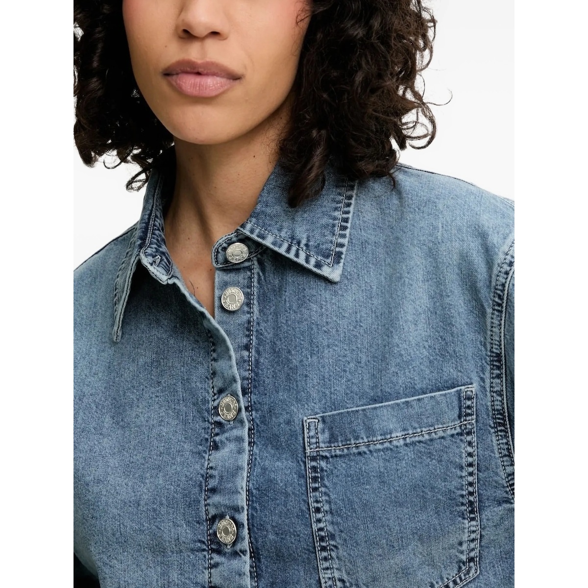 logo-print denim shirt - Img 3