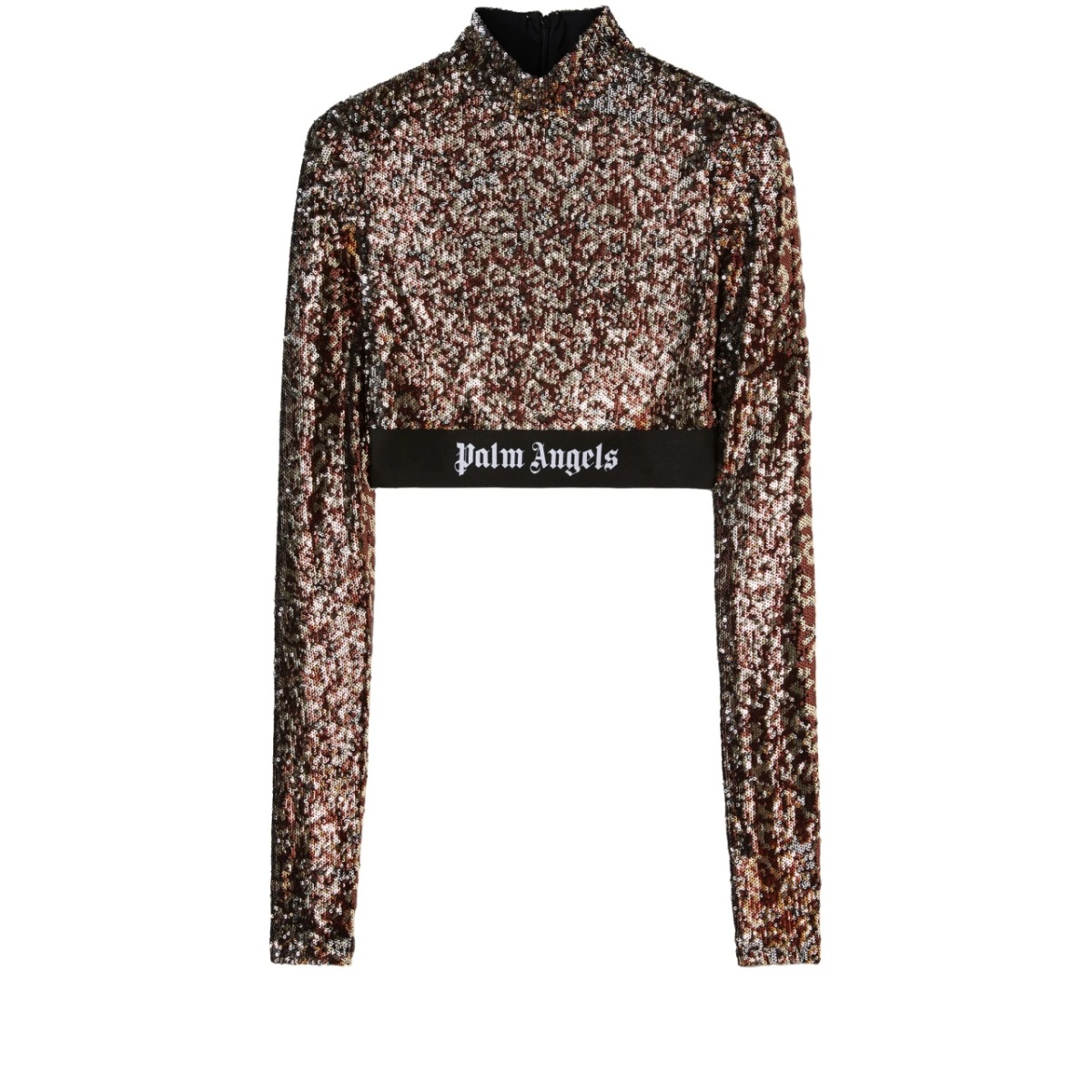 logo-strap sequin cropped top