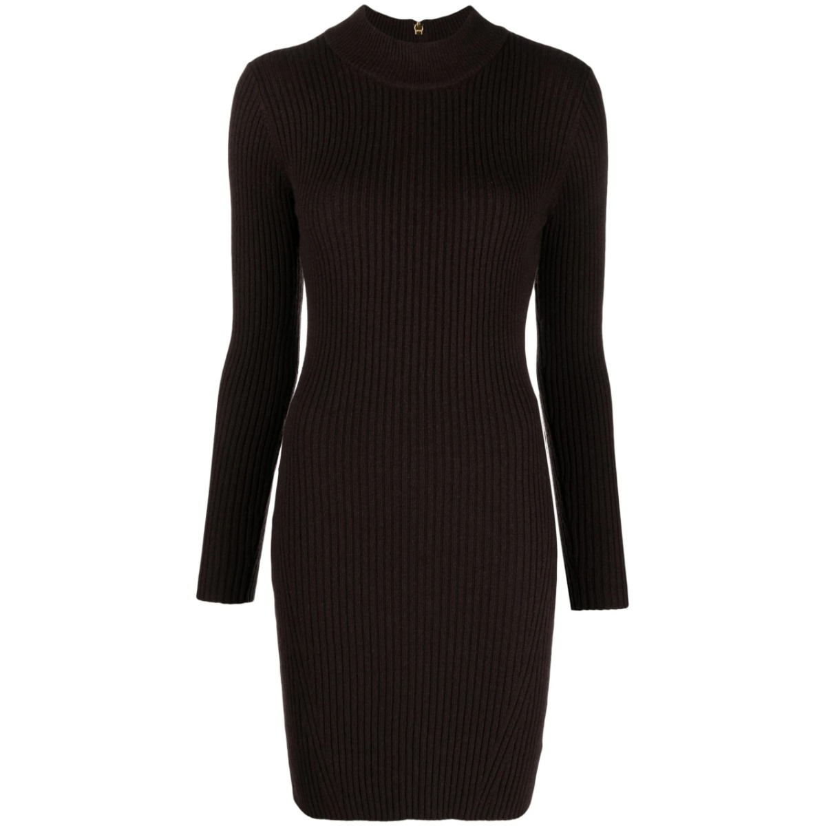 long-sleeved ribbed-knit minidress