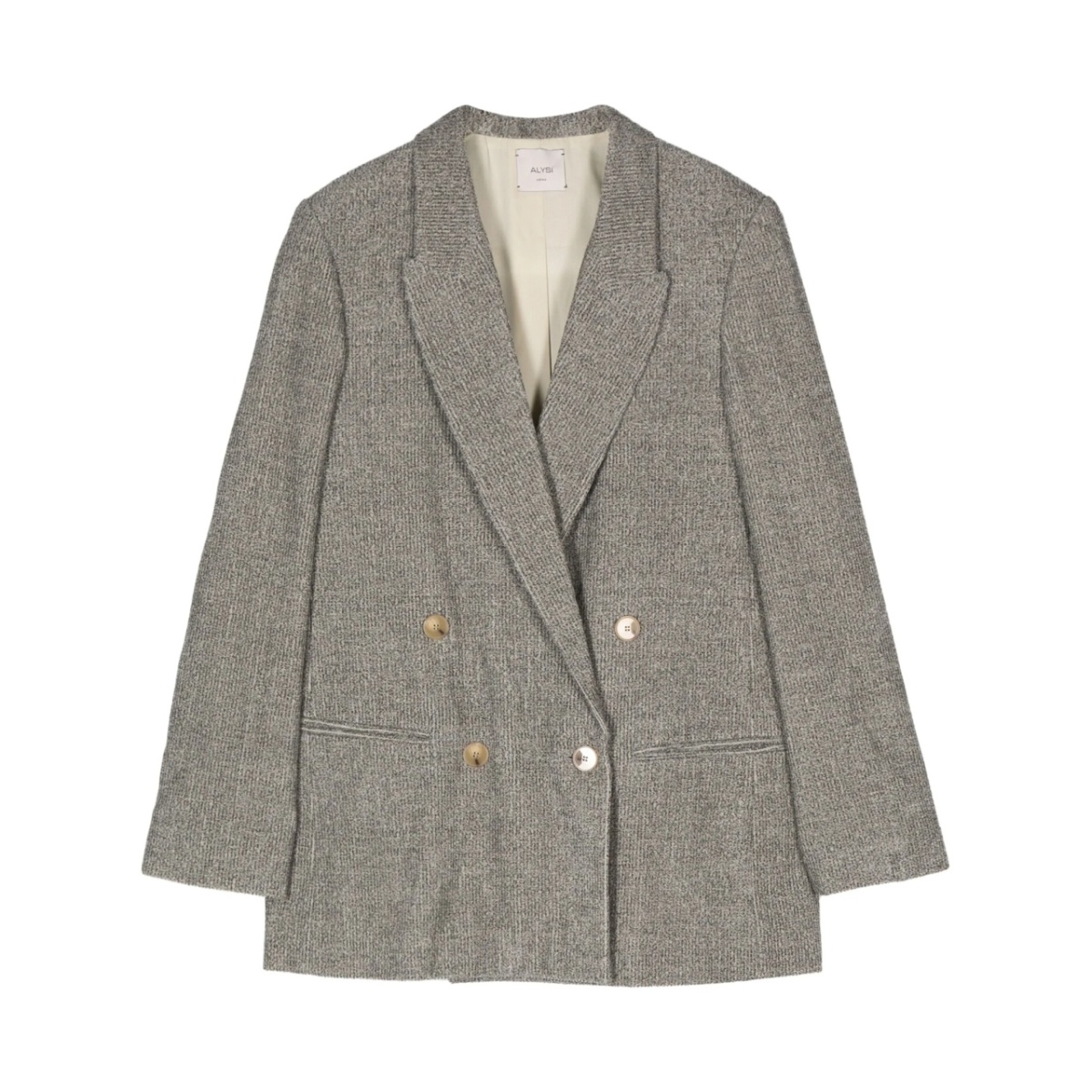 mélange-effect double-breasted blazer