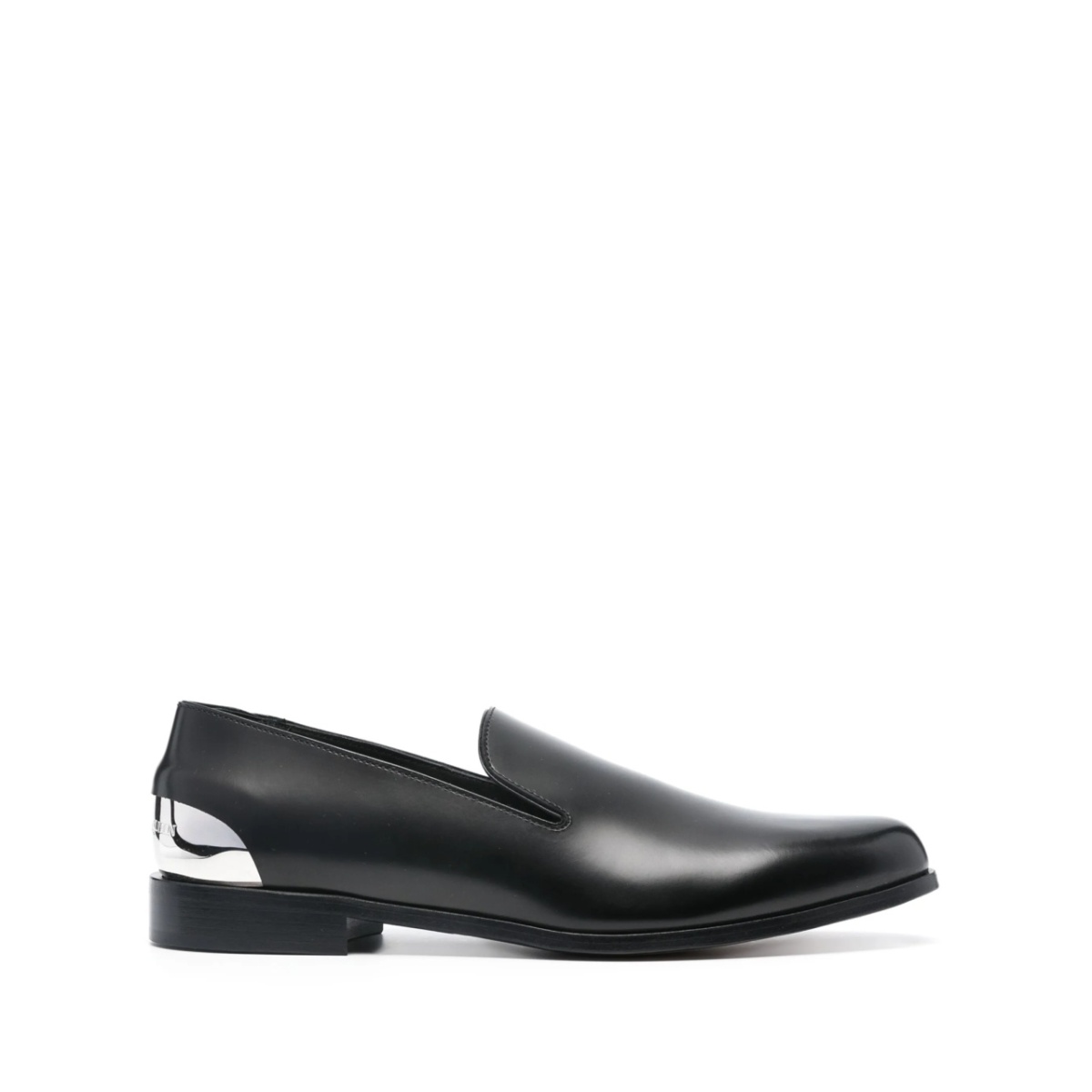 metal-heel leather loafers