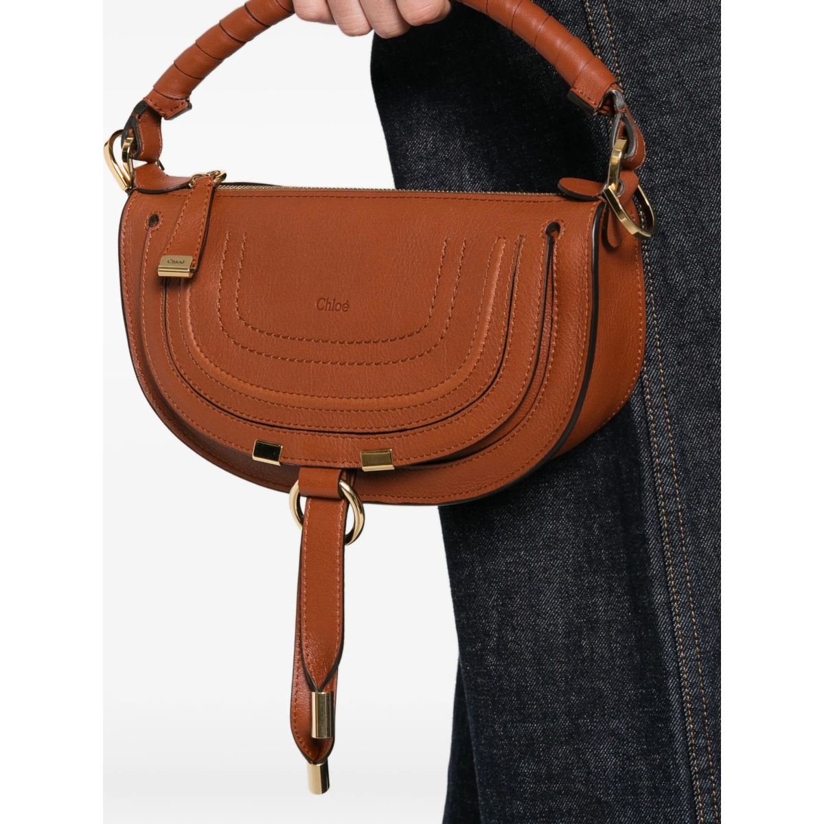 mini Marcie twisted-handle leather shoulder bag - Img 2