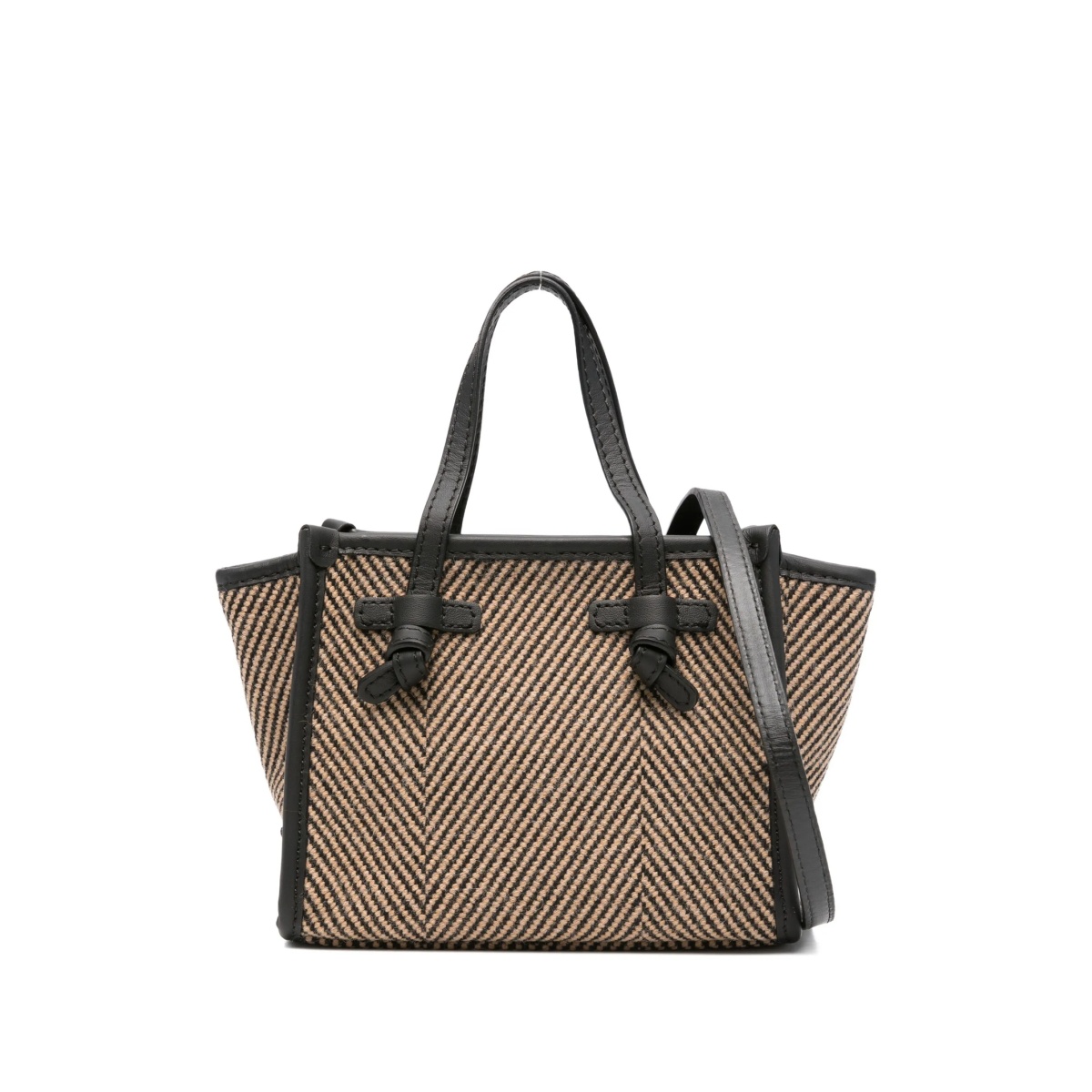 Miss Marcella herringbone-pattern knot-detail tote bag