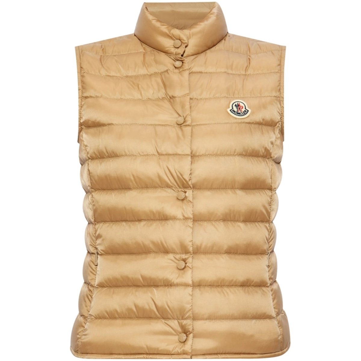 mock neck logo patch down gilet