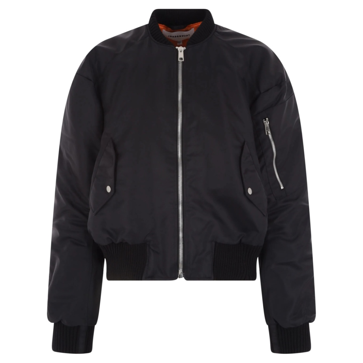 mock-neck zip-up bomber jacket