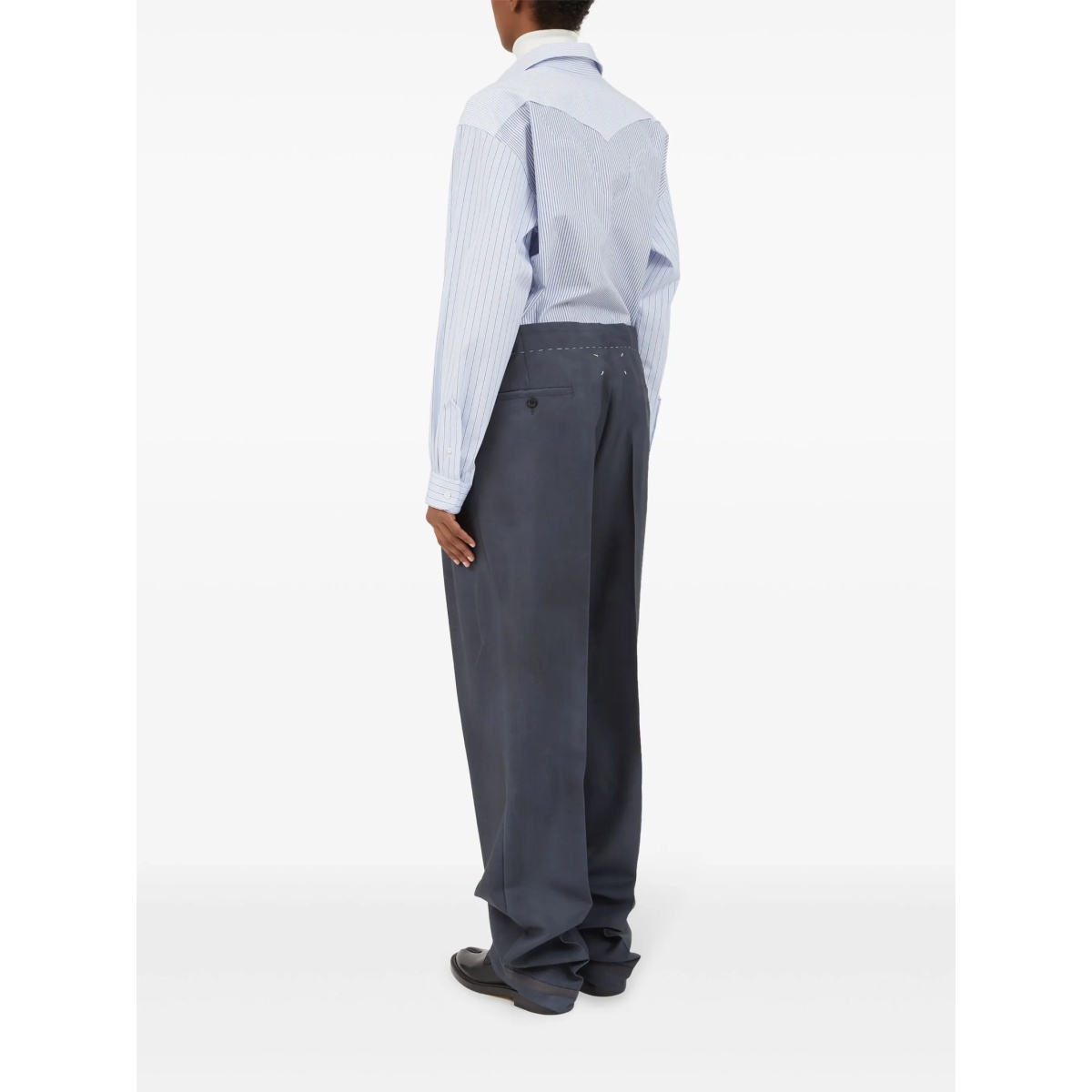 moiré-effect straight-leg trousers - Img 5
