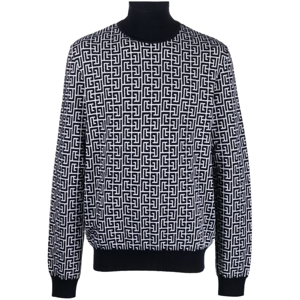monogram-intarsia roll-neck jumper