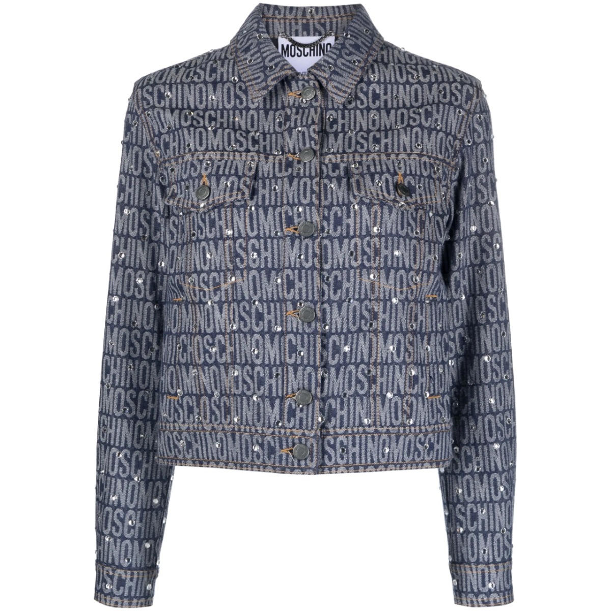 monogram-print denim jacket