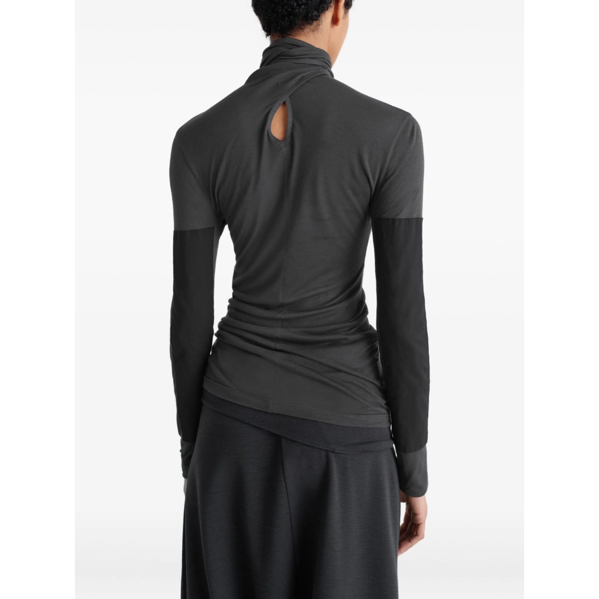 neck-tie long-sleeve top - Img 4