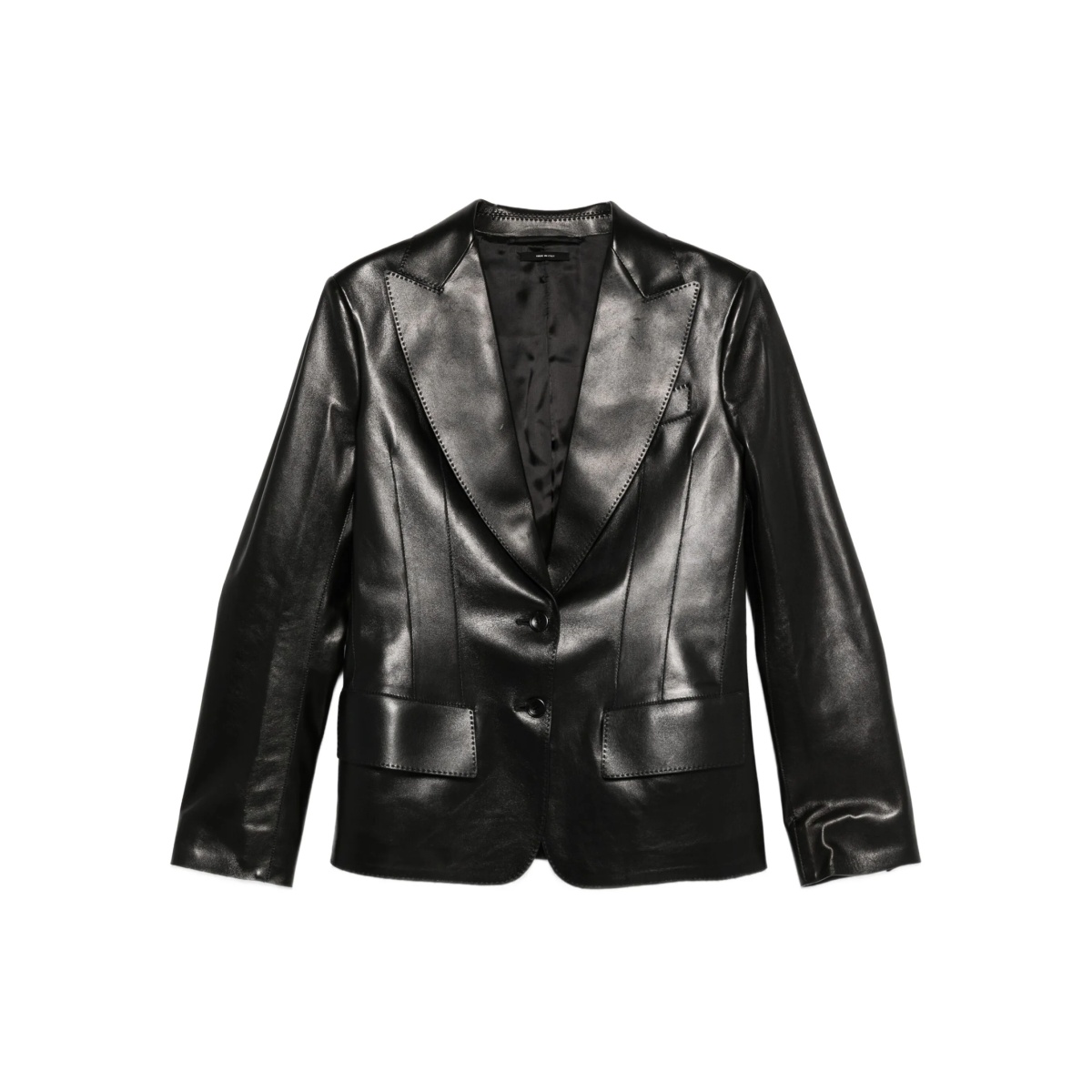 notched-lapel leather jacket