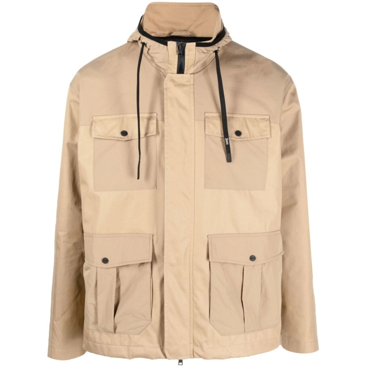 panelled hooded field jacket
