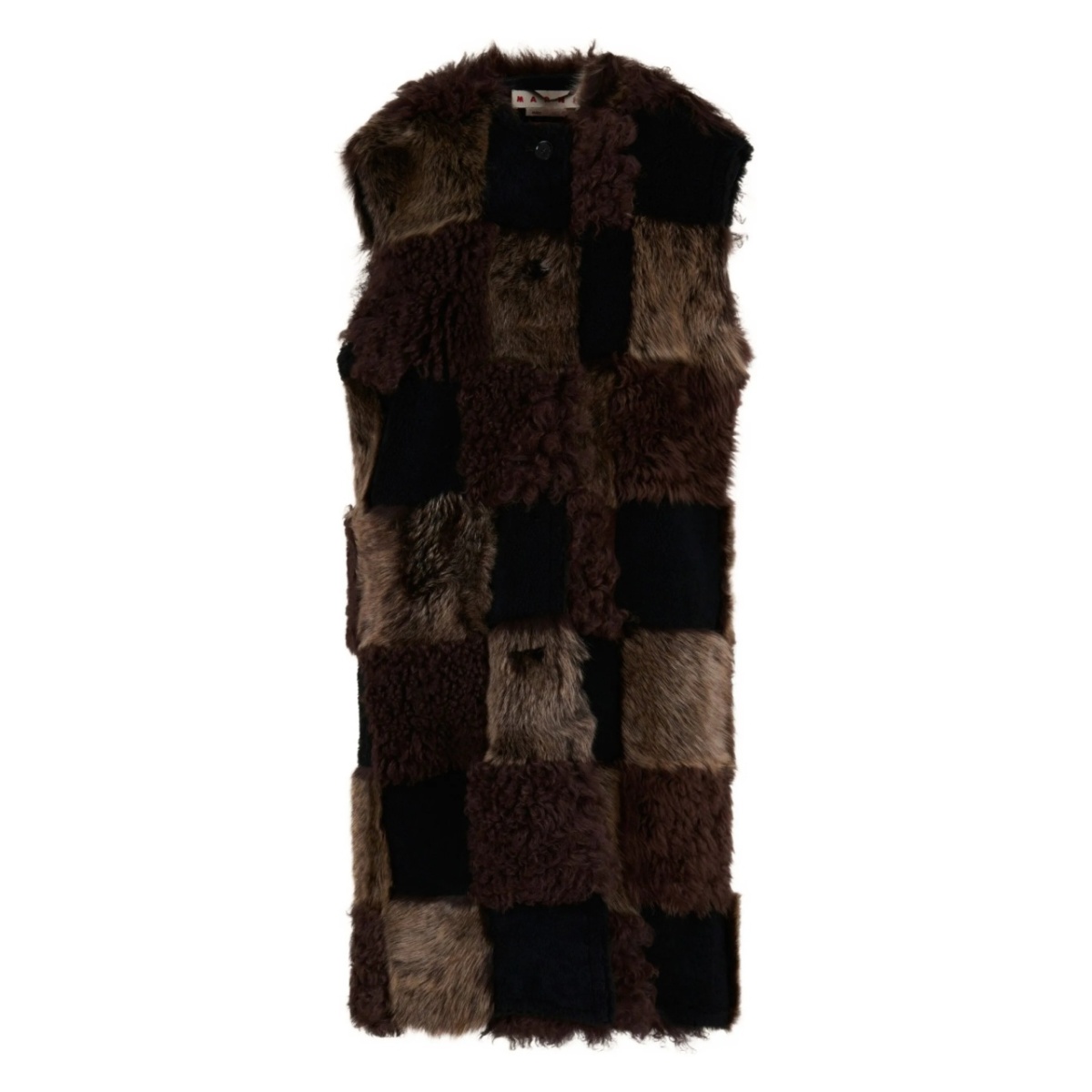 patchwork faux fur gilet