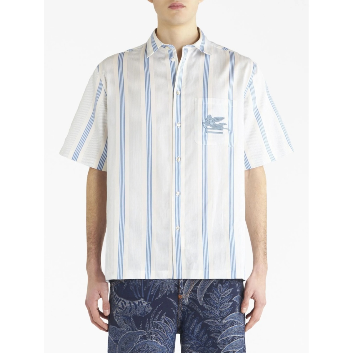 Pegaso logo-embroidered cotton shirt - Img 2