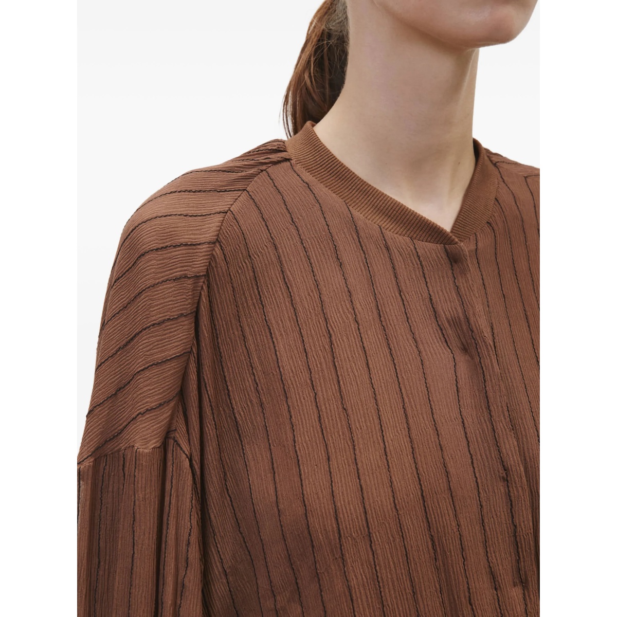 pinstripe balloon-sleeve jacket - Img 4
