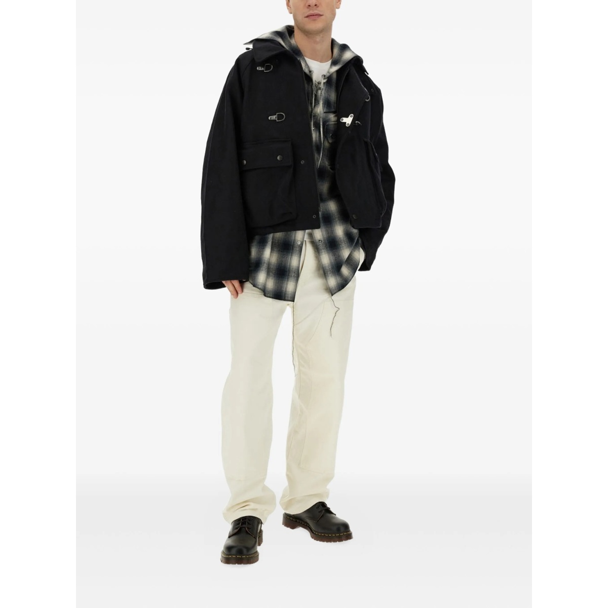 plaid-check hooded shirt - Img 2