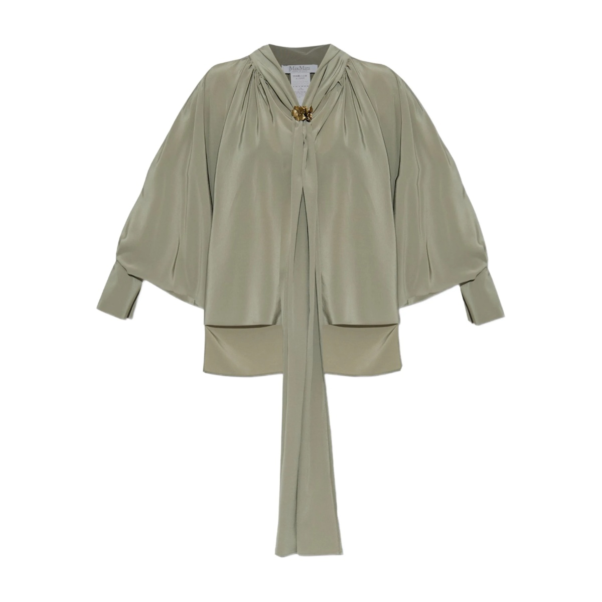 pleated tie-neck blouse