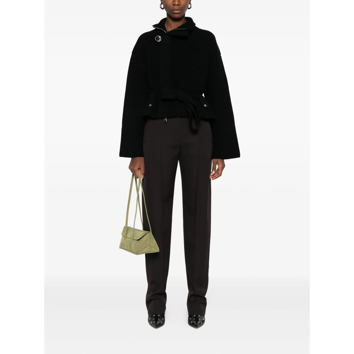 pressed-crease tailored trousers