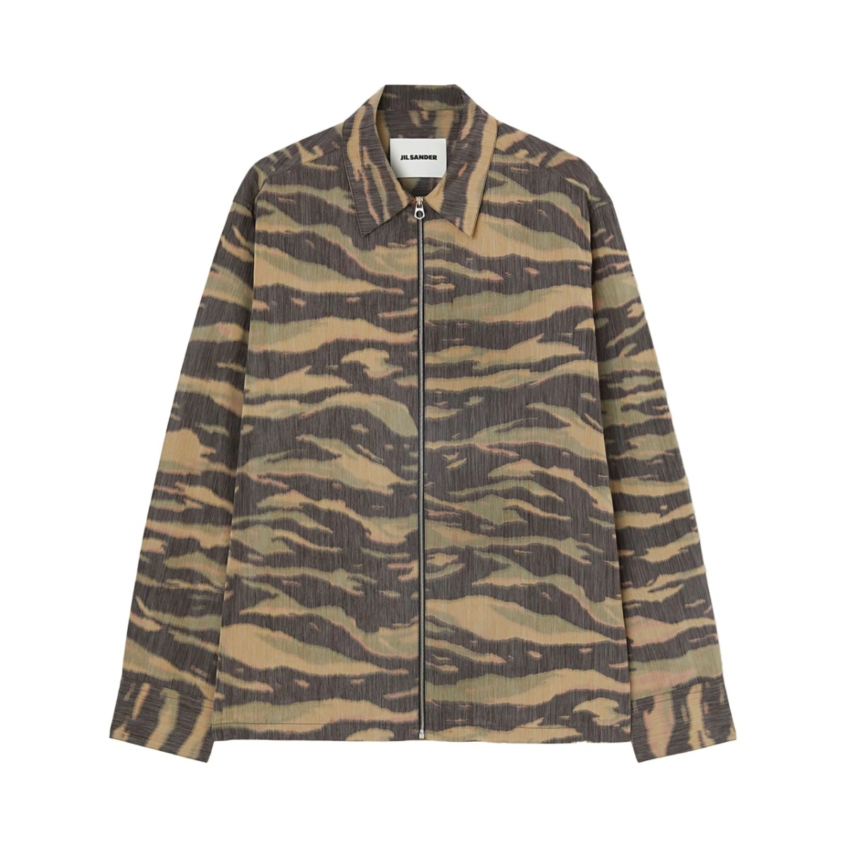 printed zip-up overshirt