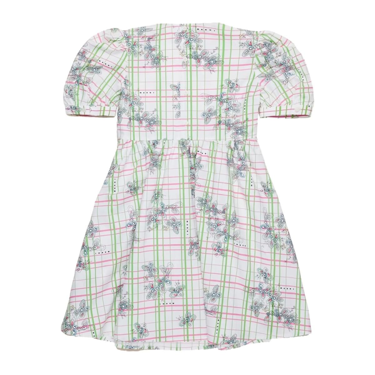 puff-sleeve checked dress - Img 2
