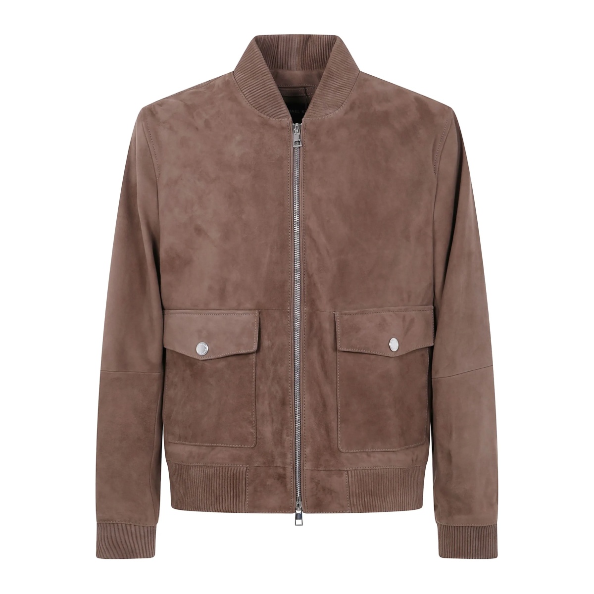ribbed-cuff suede bomber jacket