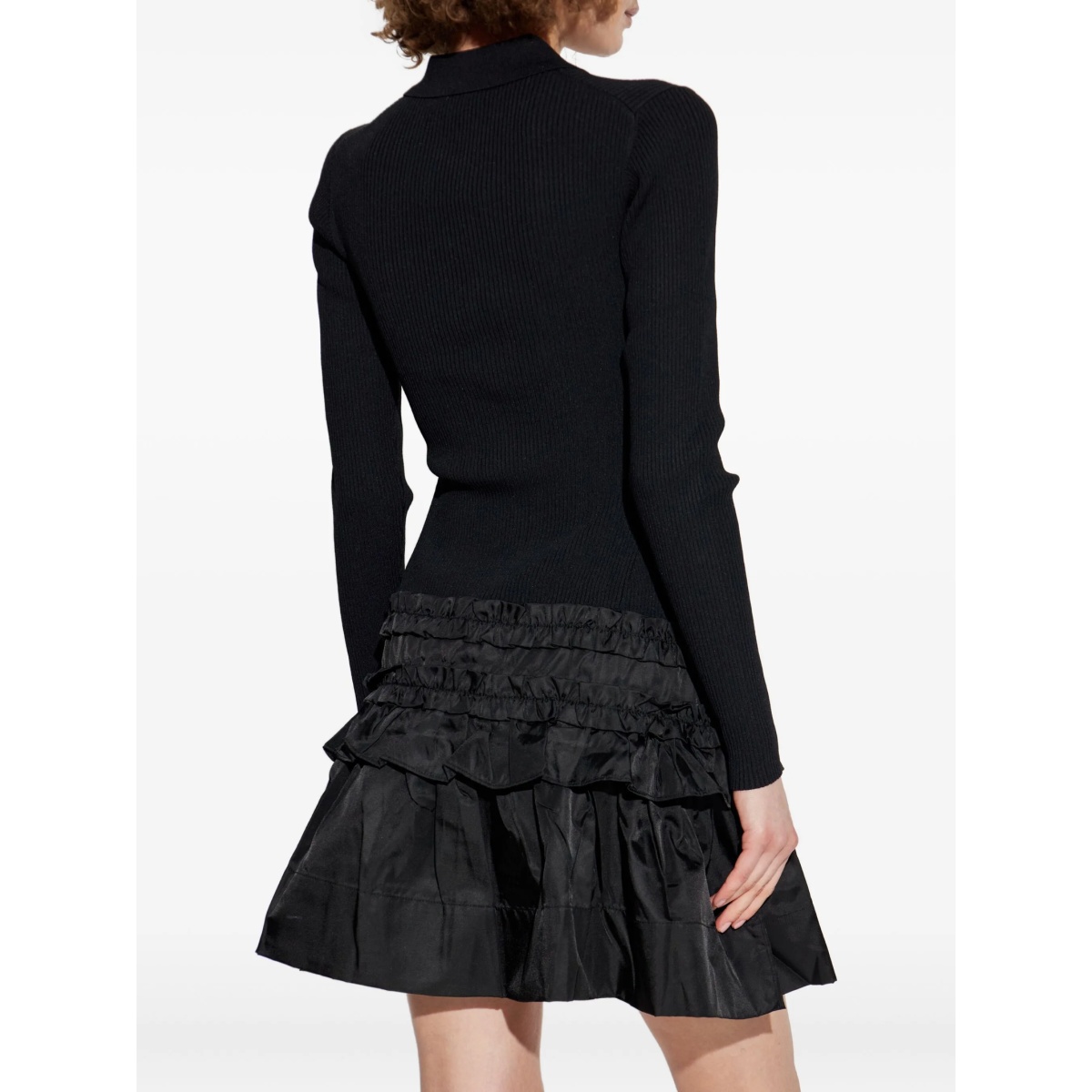 ribbed ruffled-skirt mini dress - Img 4