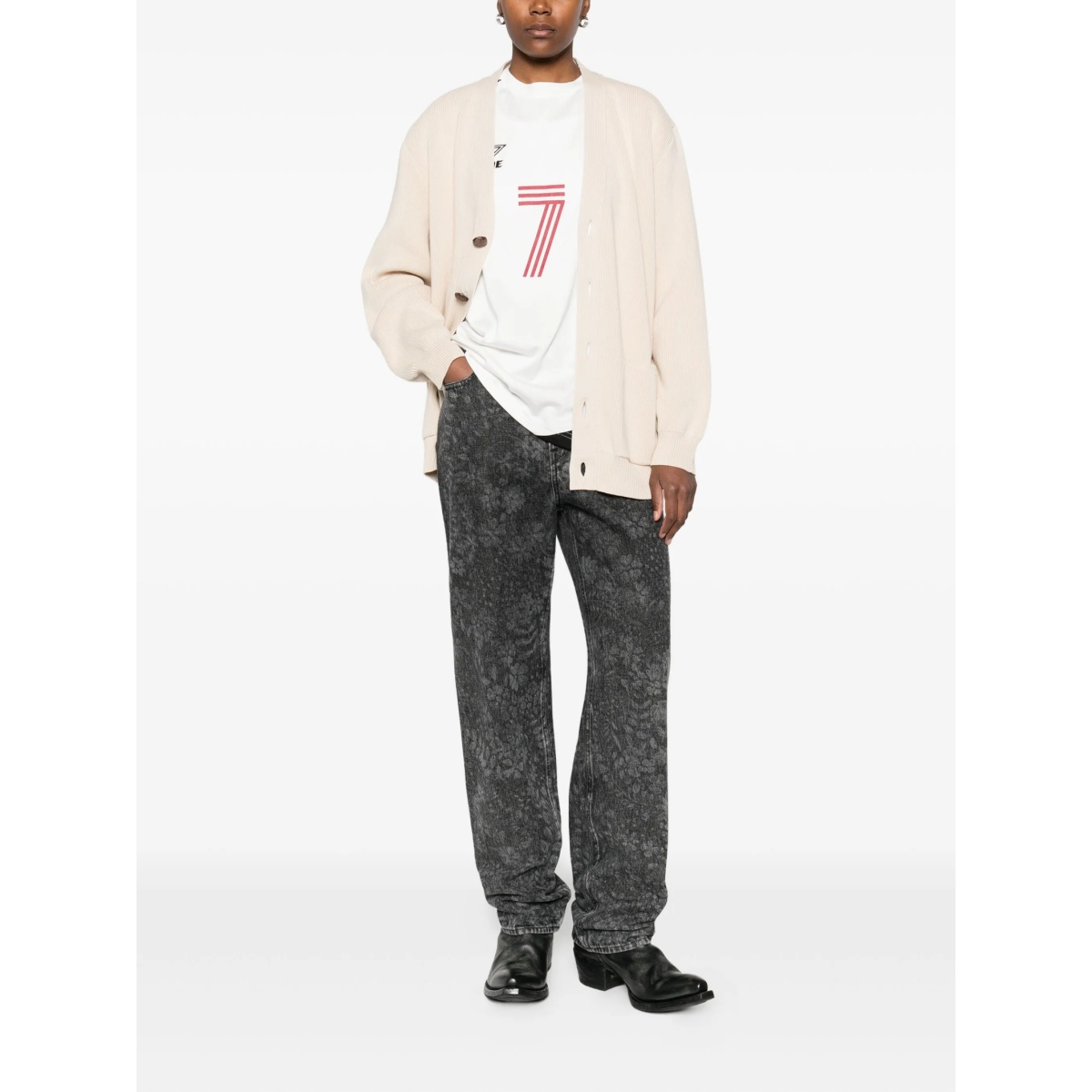 ribbed V-neck cardigan - Img 2