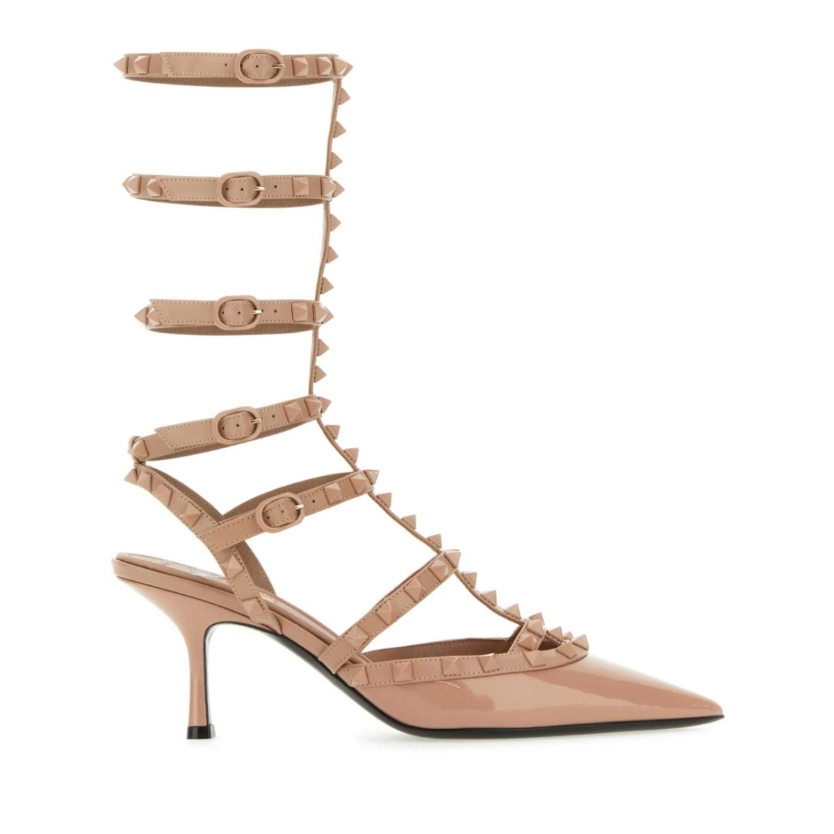 Rockstud caged leather pumps
