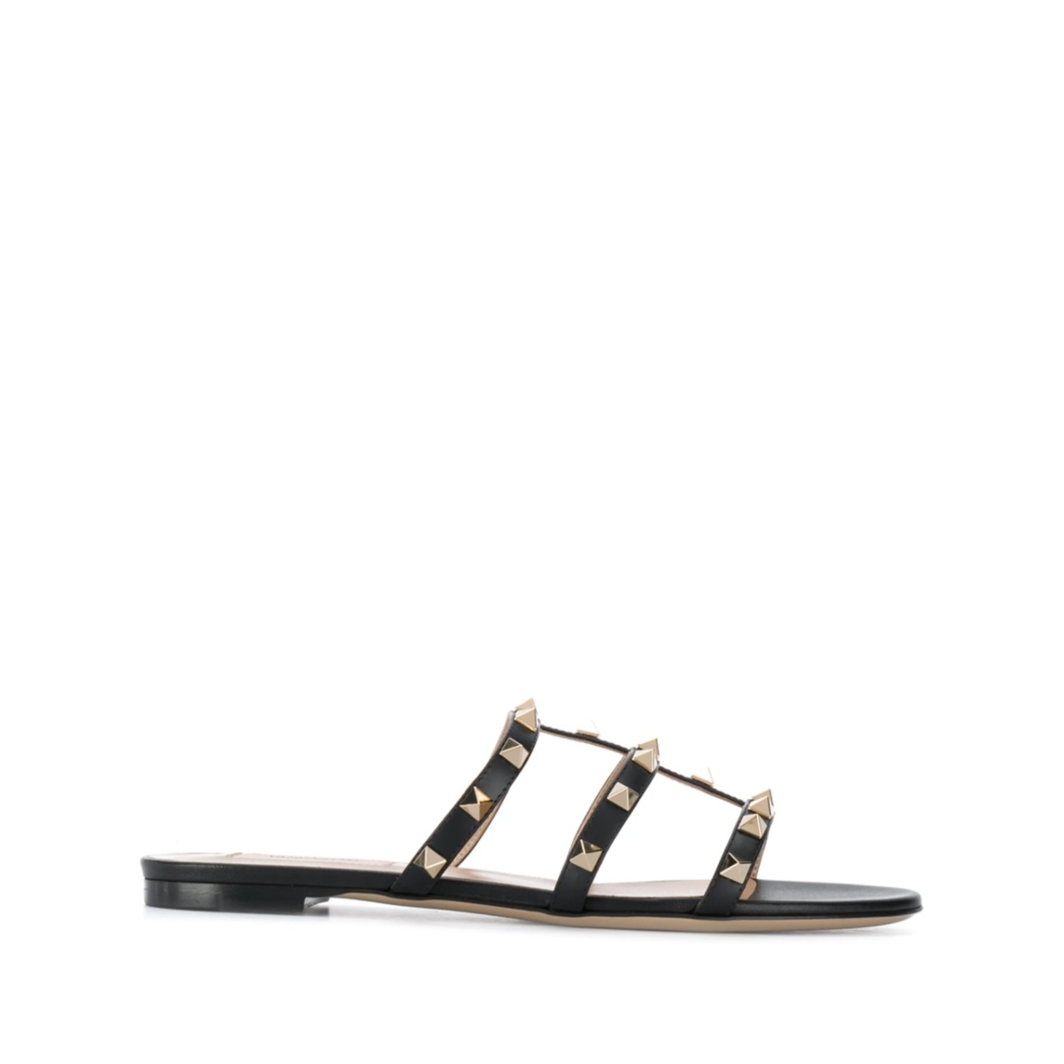 Rockstud flat leather sandals