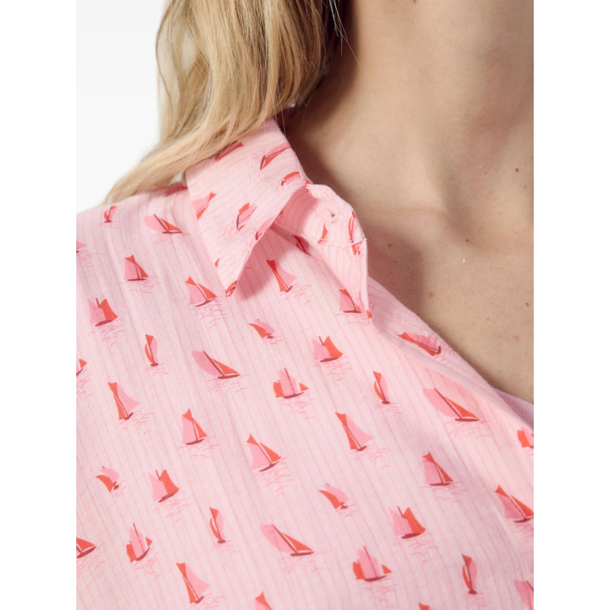 sailboat-print ruffled shirt - Img 5