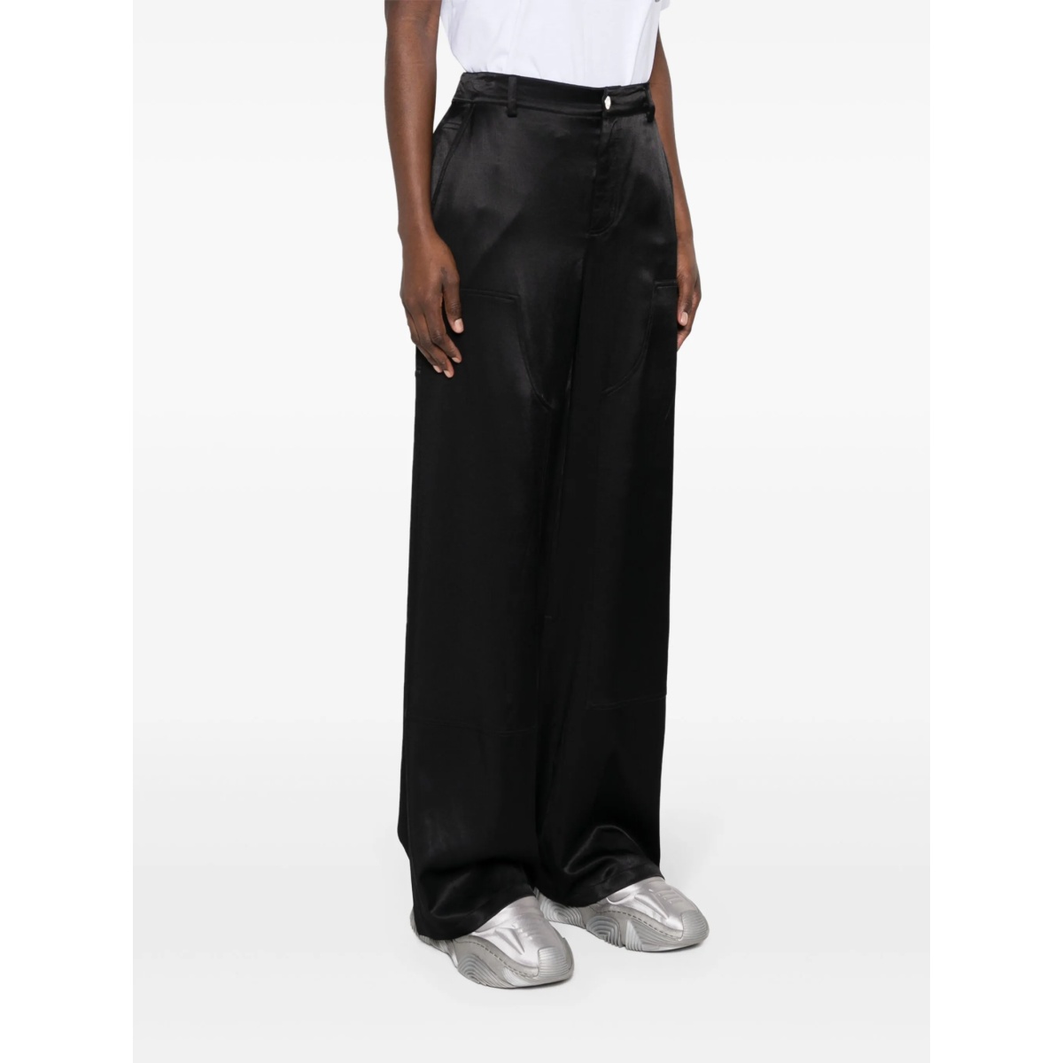 satin-finish wide-leg trousers - Img 3