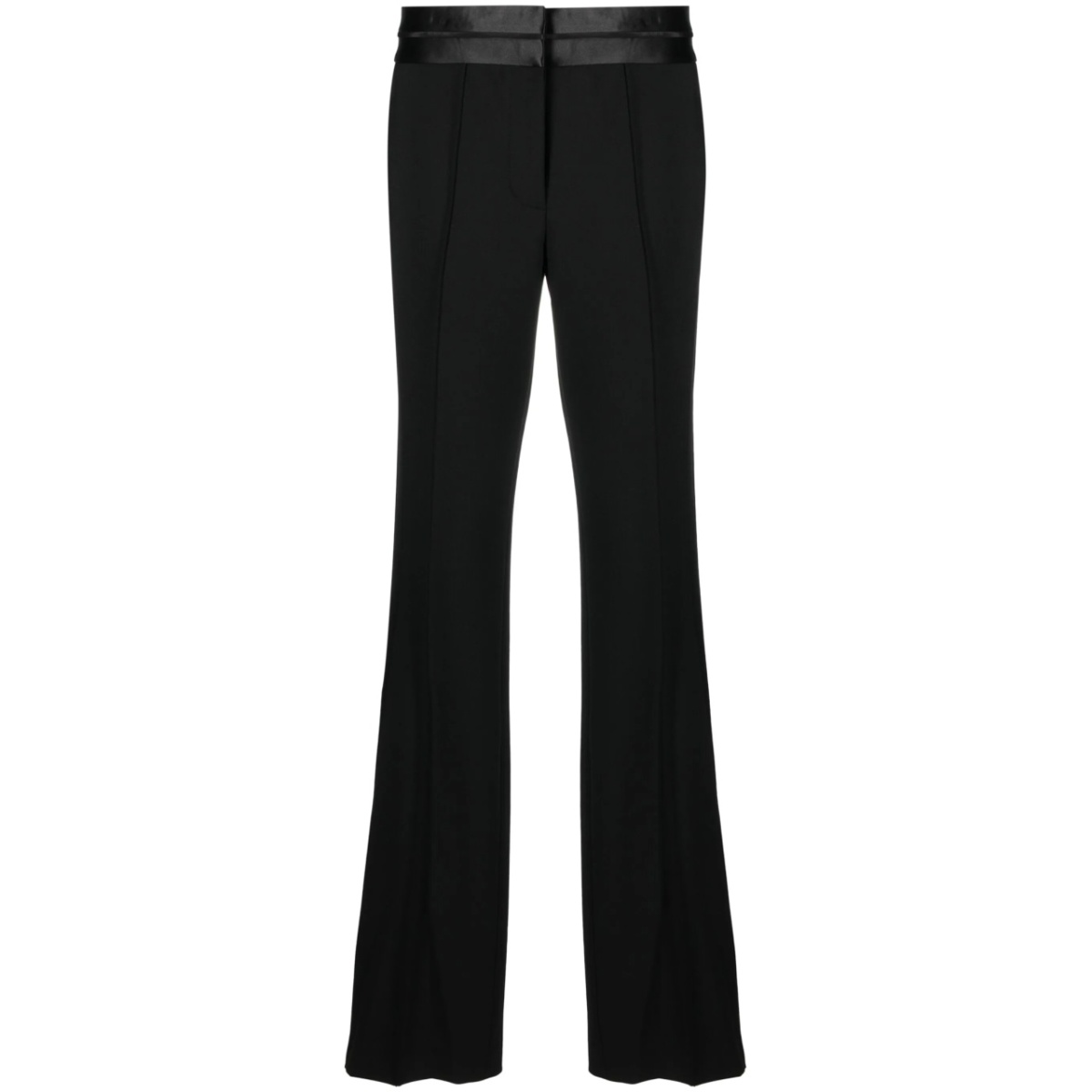 satin-trimmed bootcut trousers