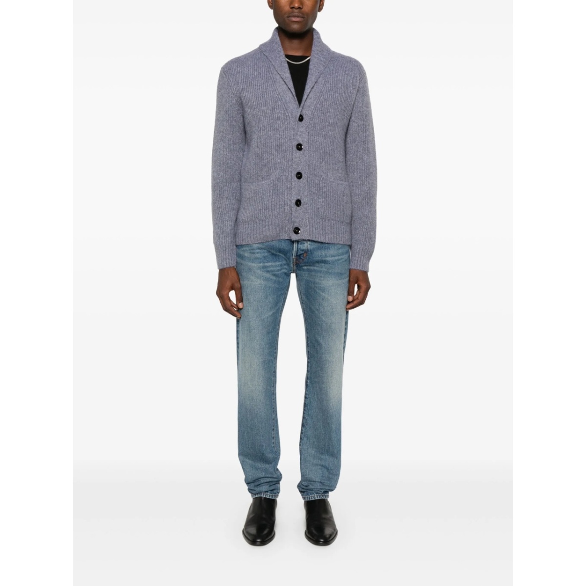 shawl-collar ribbed cardigan - Img 2