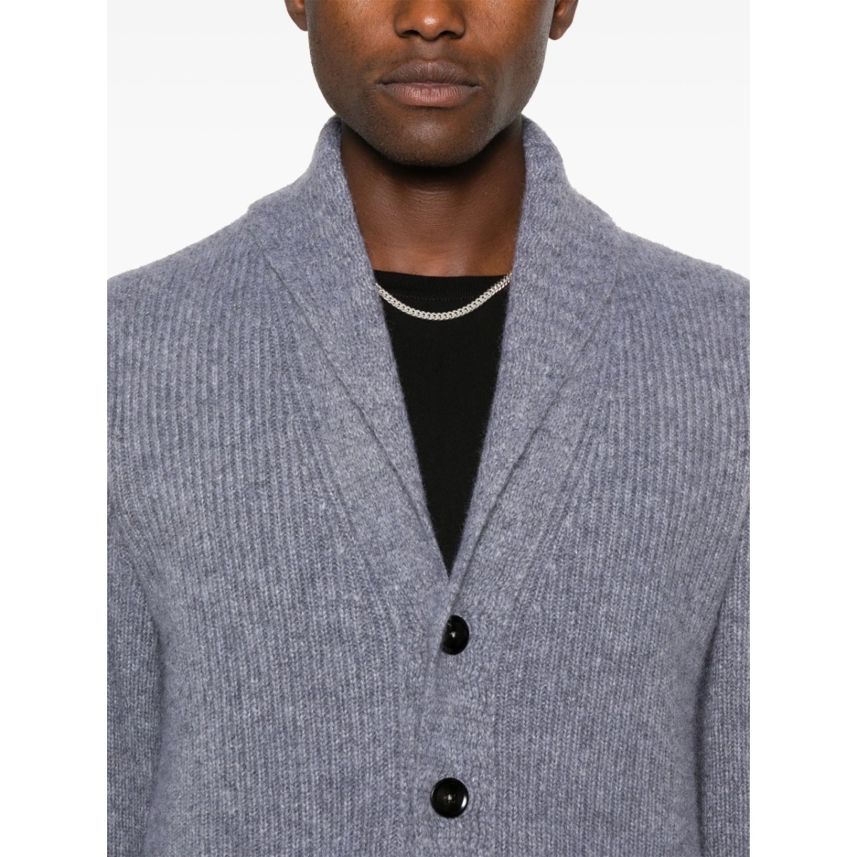 shawl-collar ribbed cardigan - Img 5
