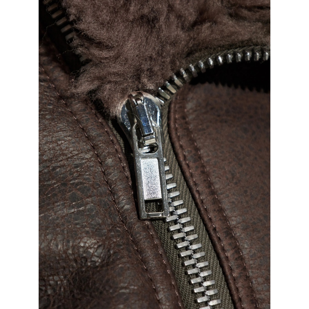 shearling-collared zip-front jacket - Img 5