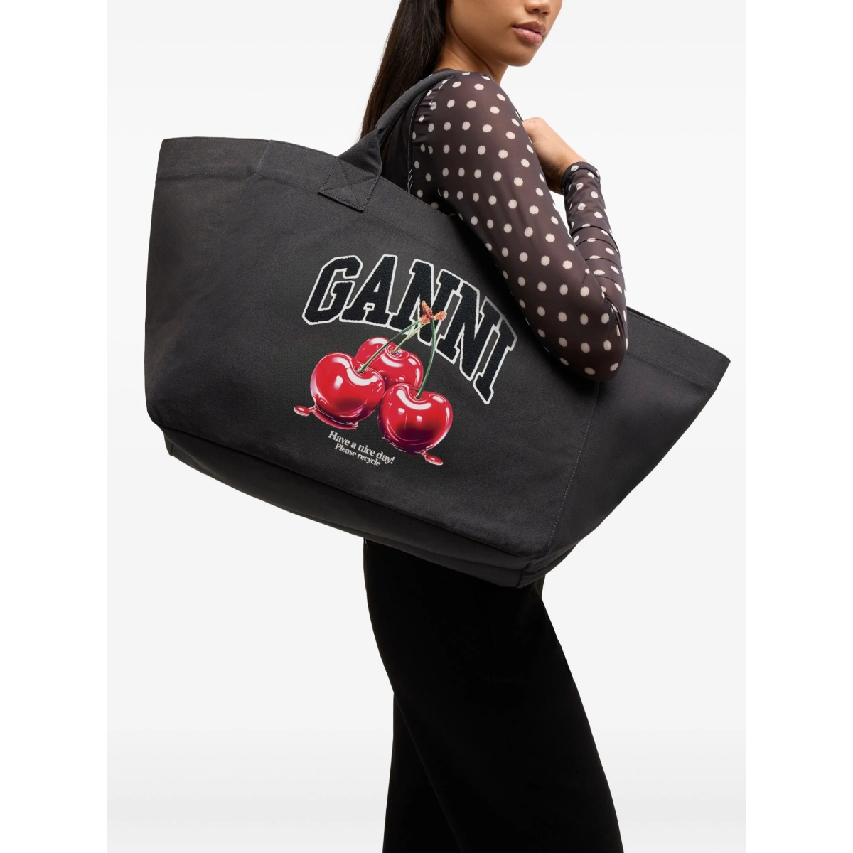 shopper XXL CHERRY printed tote bag - Img 2