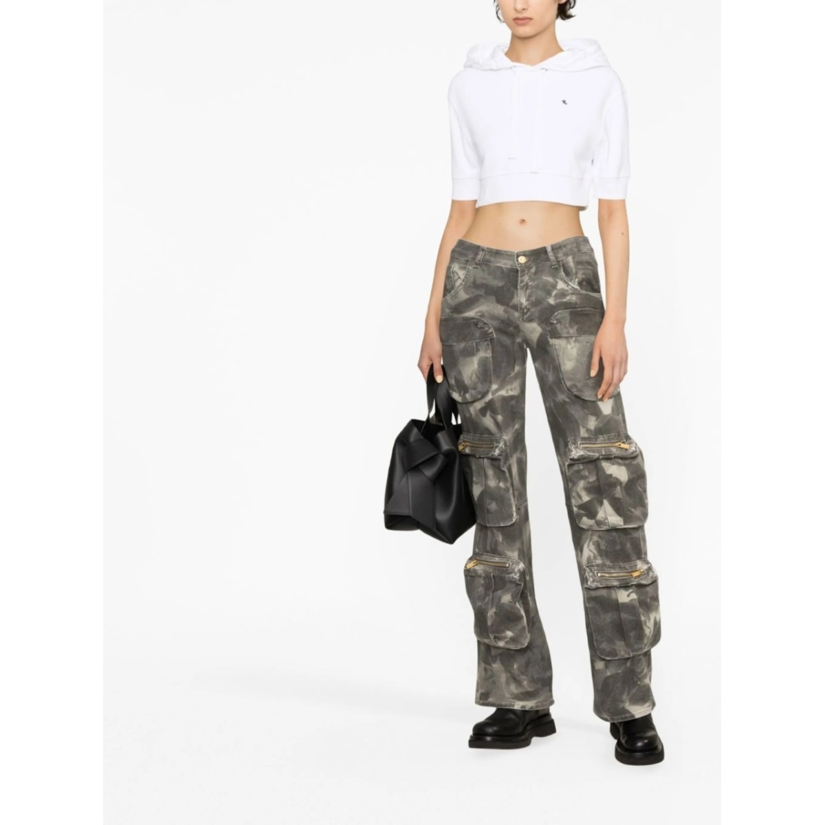 short-sleeve cropped hoodie - Img 2