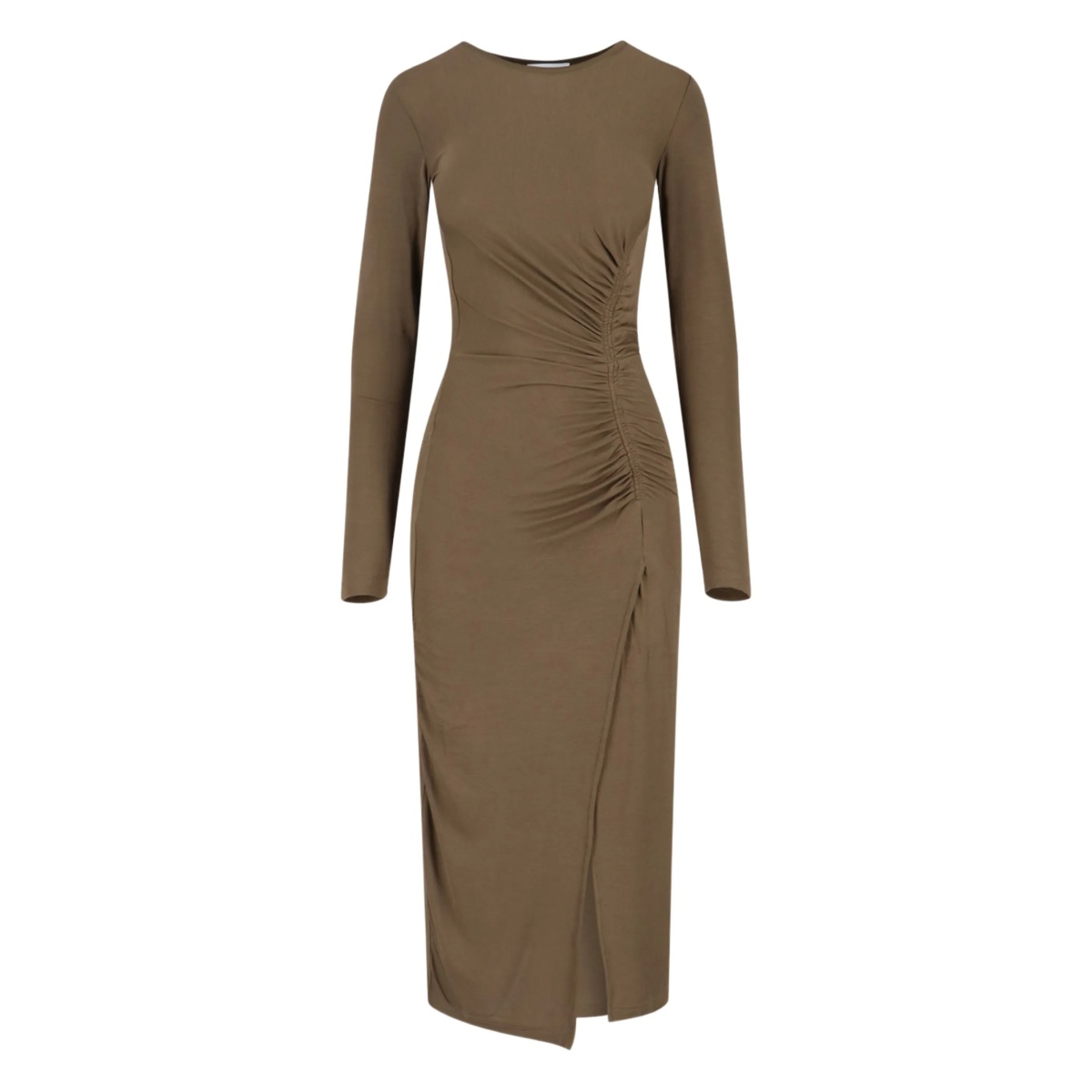 side-ruched midi dress