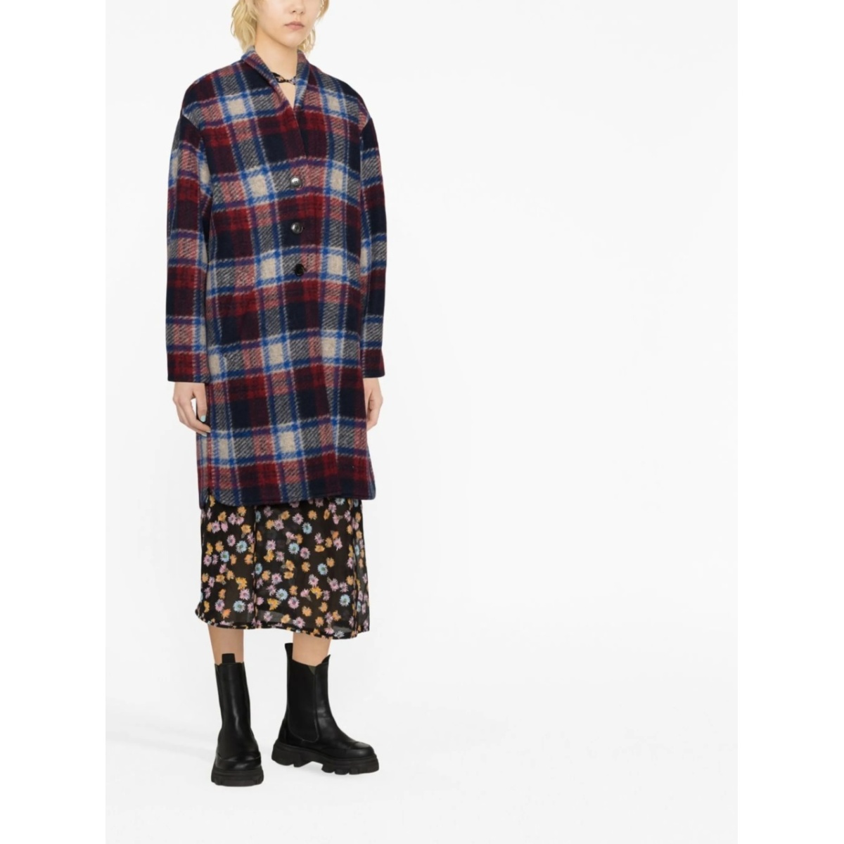 single-breasted checked coat - Img 2
