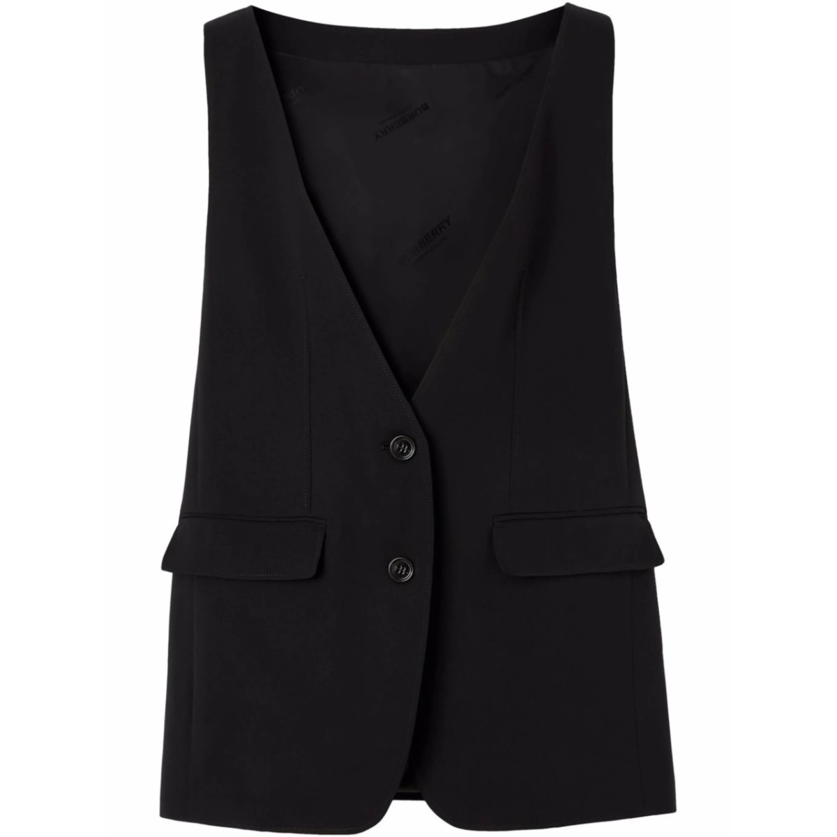 sleeveless tailored silk jacket
