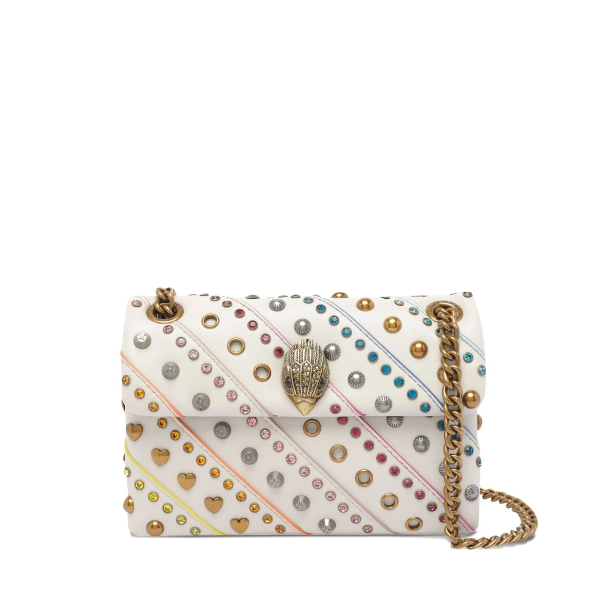 small Kensington rainbow-stripe studded shoulder bag