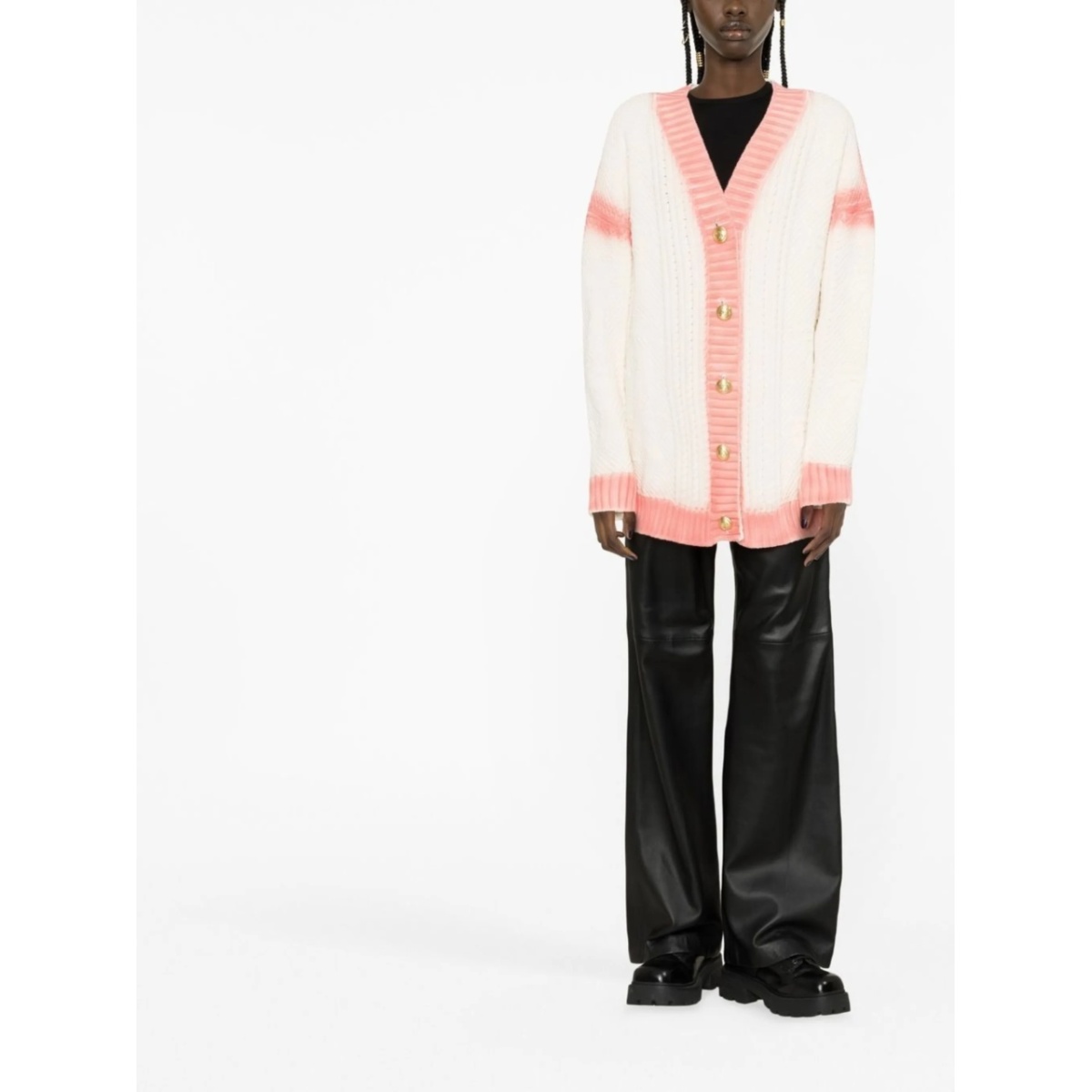 spray paint-effect logo-print cardigan - Img 3